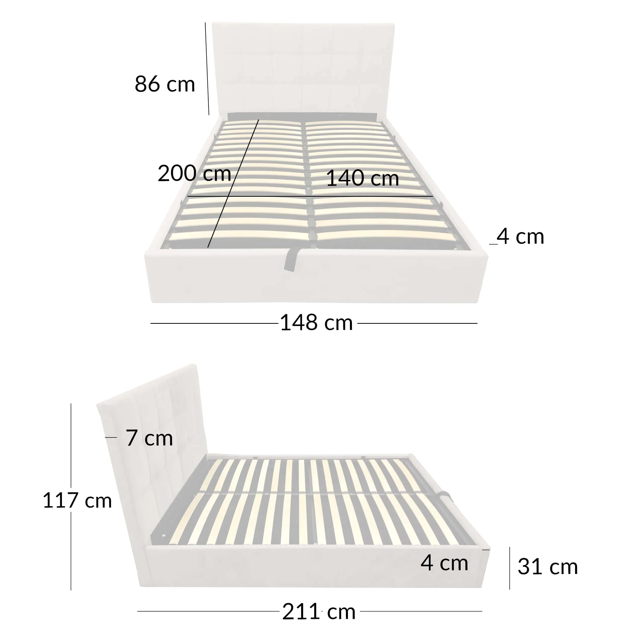 LT104 Łóżko Modulo 140x2x117 taupe – miniatura 5