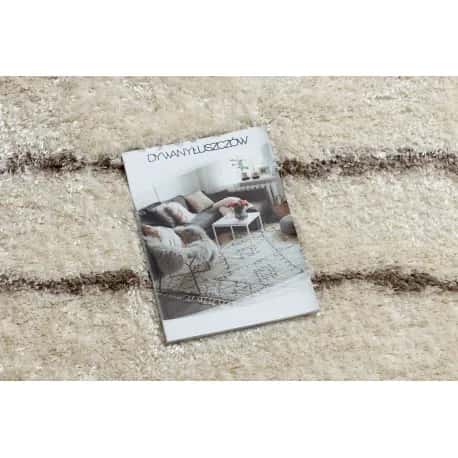 Dywan FLUFFY 2371 koło shaggy paski - krem / beż – miniatura 2