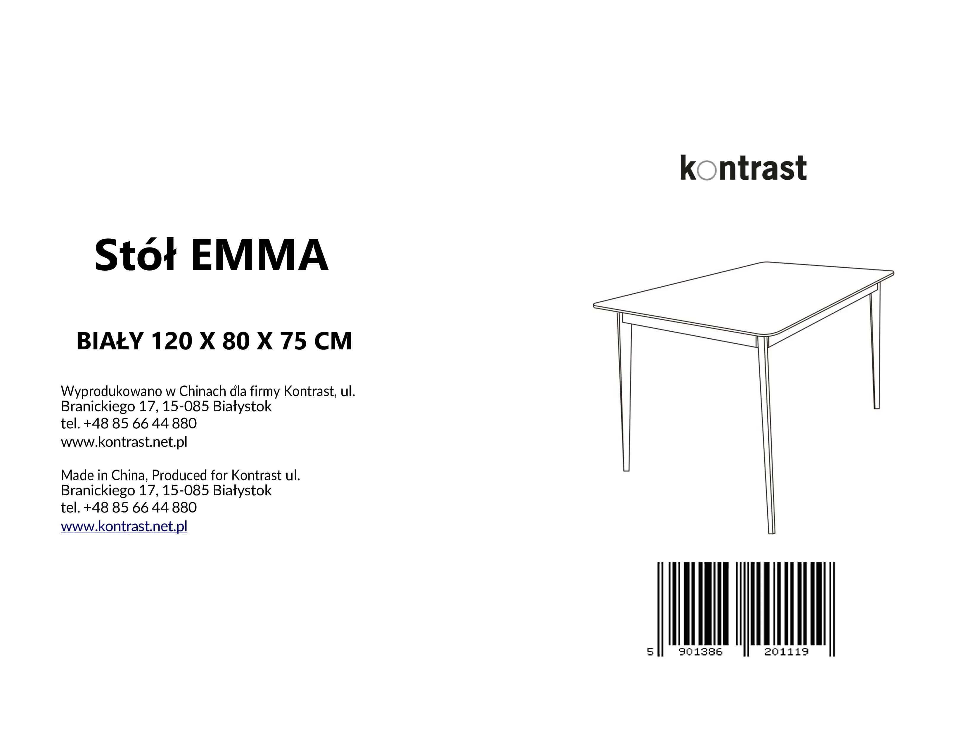 Stół skandynawski do kuchni biały EMMA 120x80x75 – miniatura 8