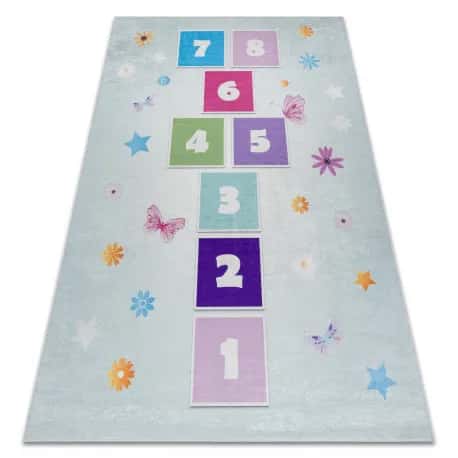 Dywan do prania BAMBINO 1075 Klasy, cyfry dla dzieci, antypoślizgowy - zielony – miniatura 1