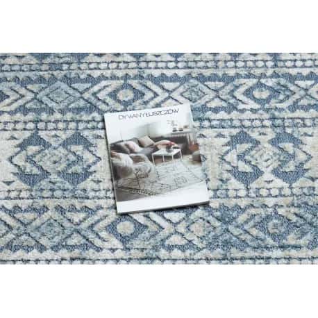 Dywan Strukturalny SOLE D3732 Aztecki, romby - płasko tkany niebieski / beż – miniatura 2