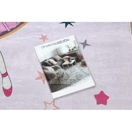 Dywan do prania BAMBINO 48060 Księżniczka, gwiazdy dla dzieci, antypoślizgowy - różowy – miniatura 3