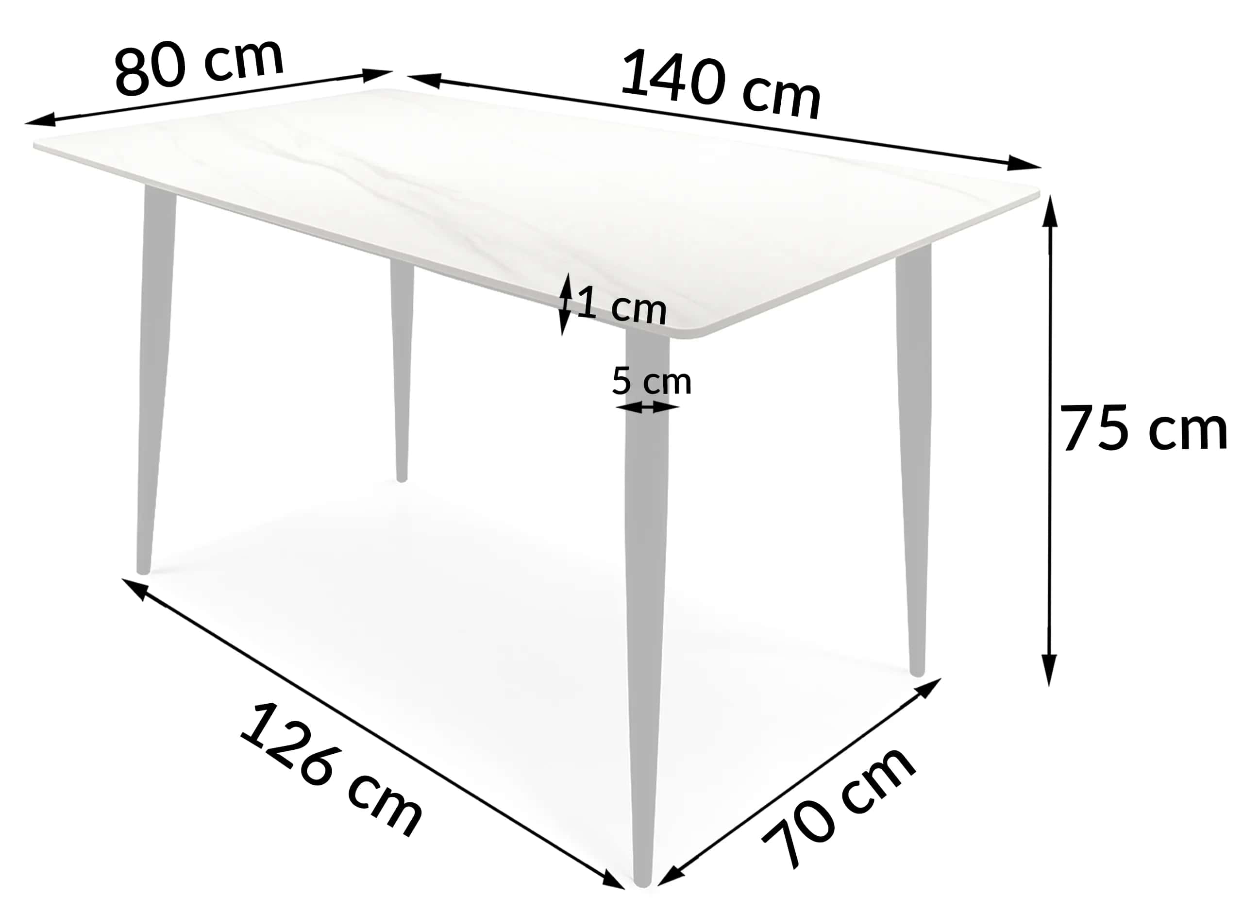 Stół do jadalni beż Satuario 140x80x75 – miniatura 4