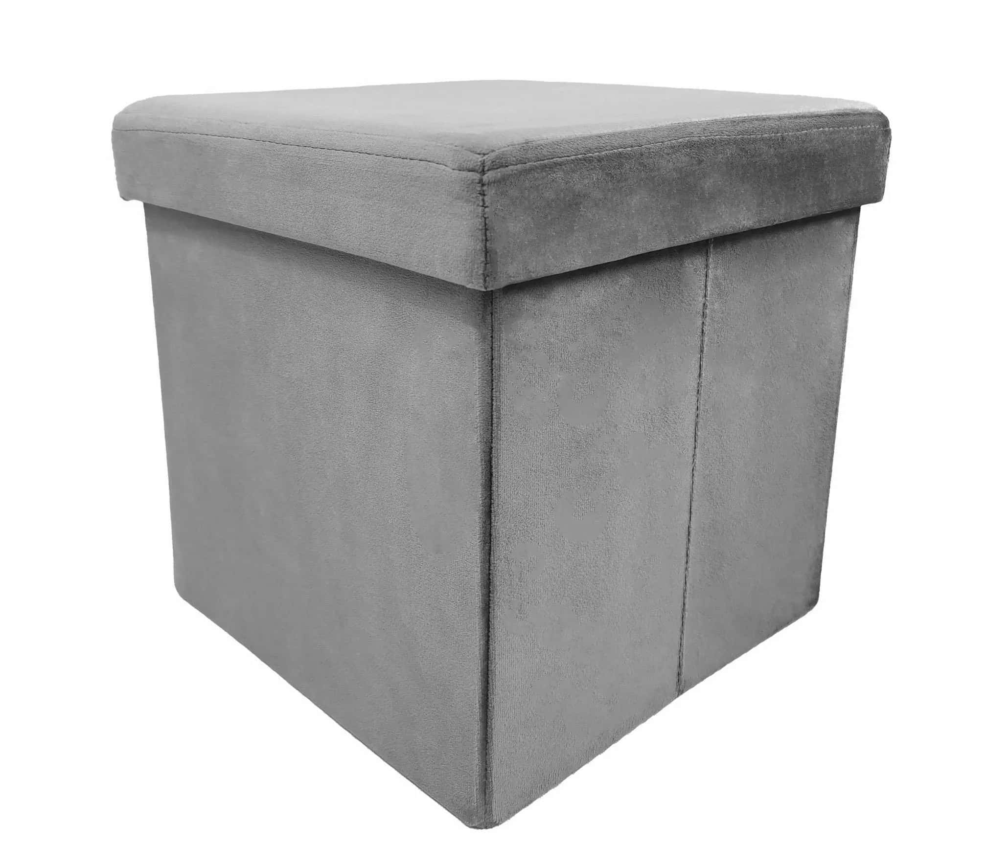 Pufa ze schowkiem welurowa szara PERFECT 30x30x30cm – miniatura 1
