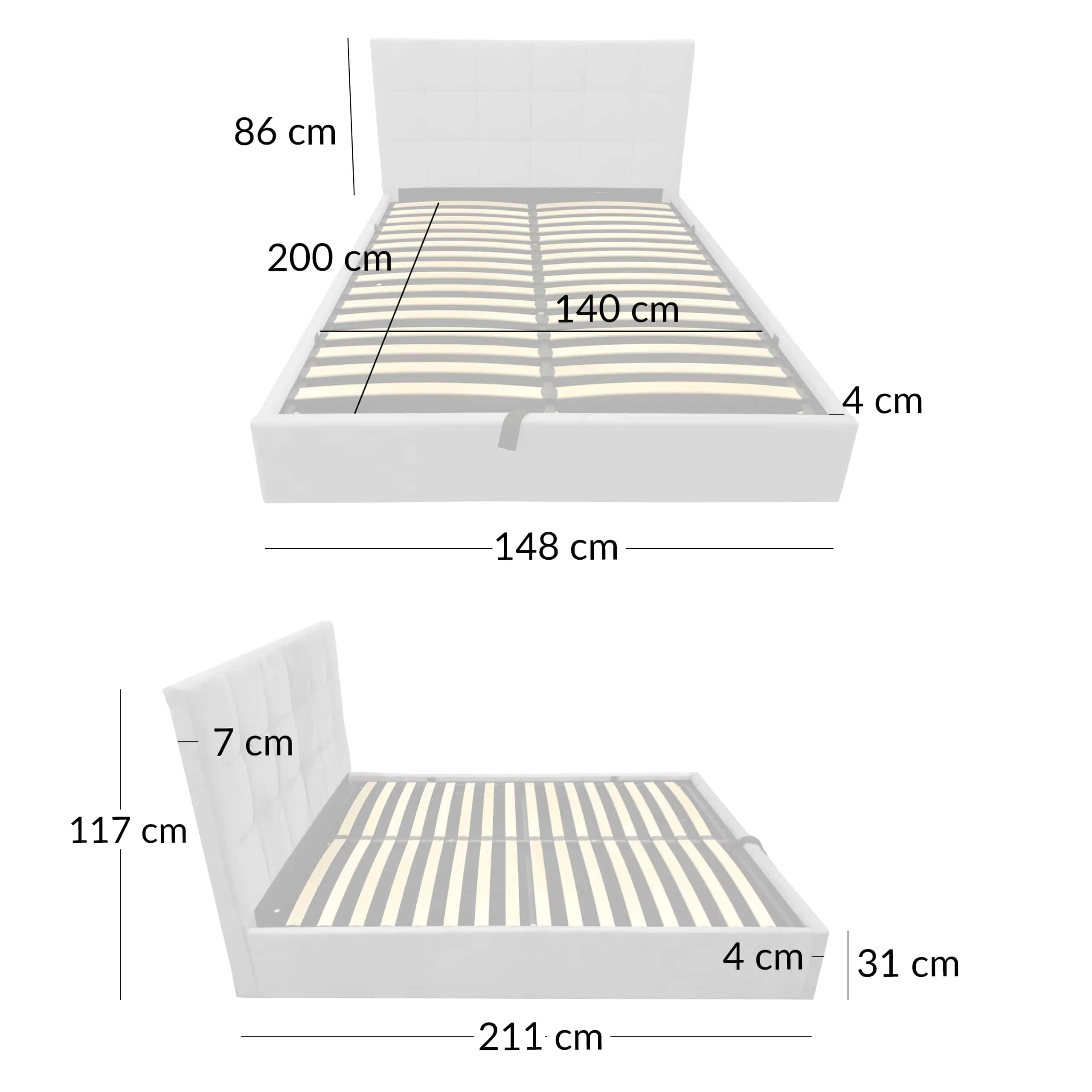 LT104 Łóżko Modulo 140x2x117 szary – miniatura 7