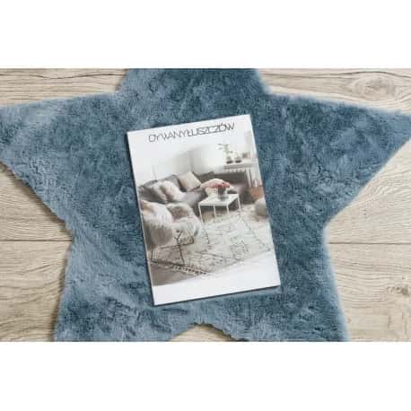 Dywan SHAPE 3148 Gwiazda Shaggy - niebieski pluszowy, antypoślizgowy, do prania – miniatura 3