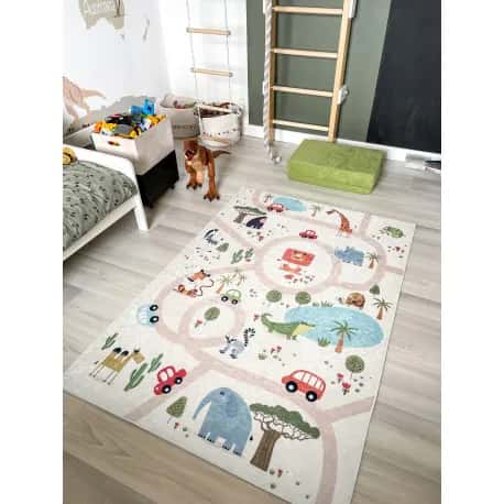 Dywan do prania BAMBINO 1165 Zoo, dla dzieci, antypoślizgowy – miniatura 3