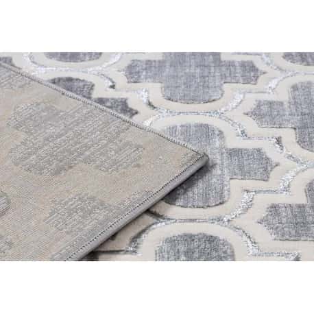 Dywan CORE W6764 Koniczyna marokańska Trellis - Strukturalny, dwa poziomy runa, szary / krem – miniatura 3