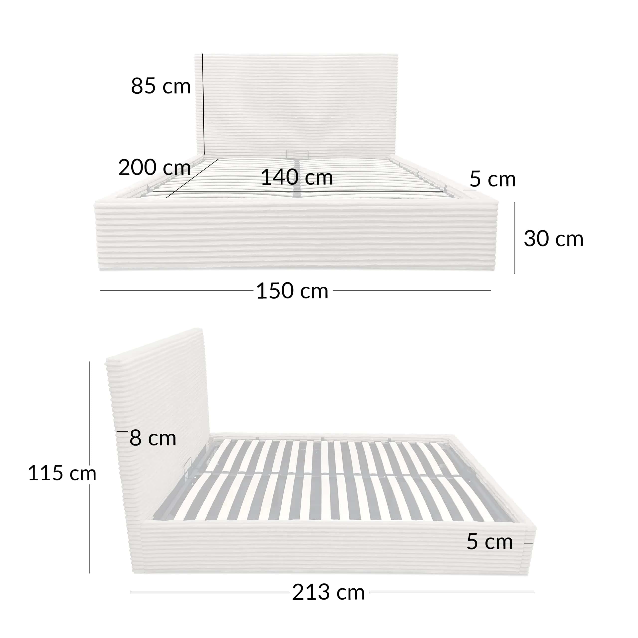 LT100 Łóżko Cordo 140x2x115 taupe – miniatura 8
