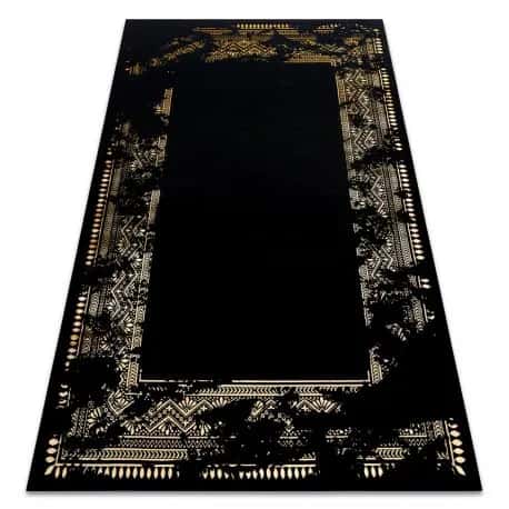 Dywan GLOSS nowoczesny 408C 86 Ramka stylowy, glamour, art deco czarny / złoty – miniatura 1
