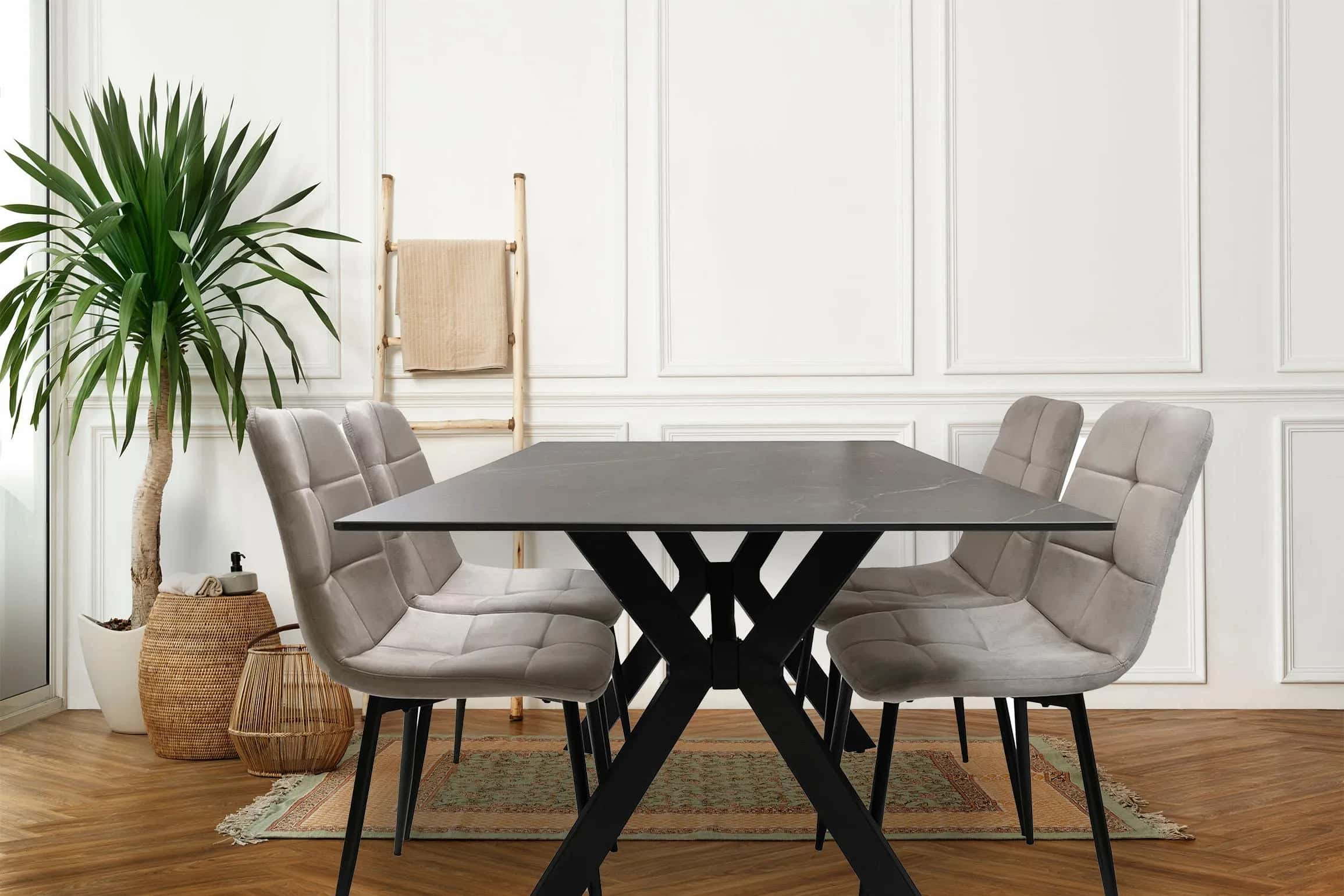 Stół do jadalni loft max JEROME 160×90×76 cm marmur/stal – miniatura 11