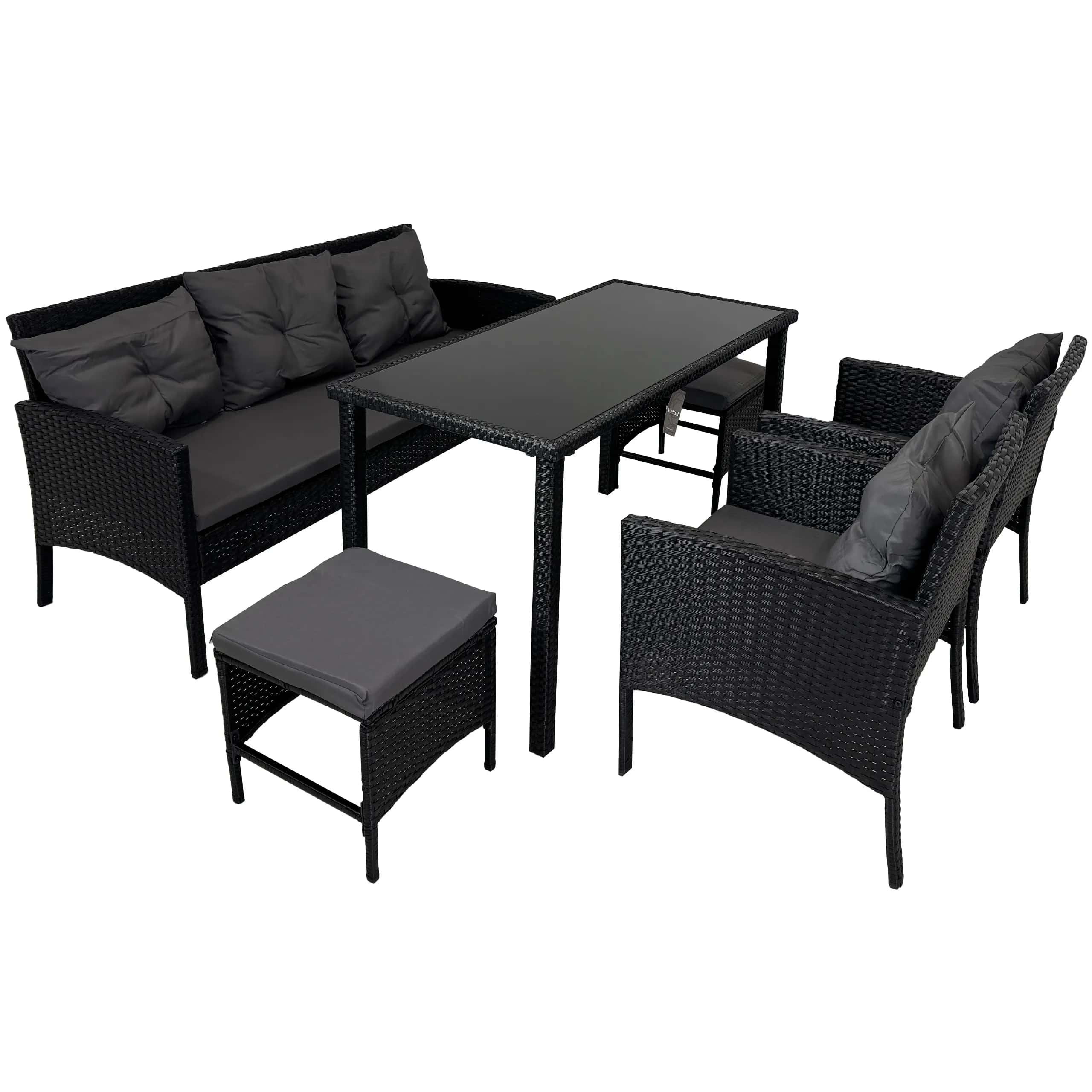 Zestaw mebli ogrodowych Capri PRO 6cz. CZARNY 7os. – miniatura 1