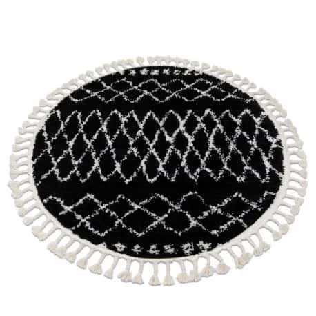 Dywan BERBER ETHNIC G3802 koło czarny / biały Frędzle berberyjski marokański shaggy – miniatura 1
