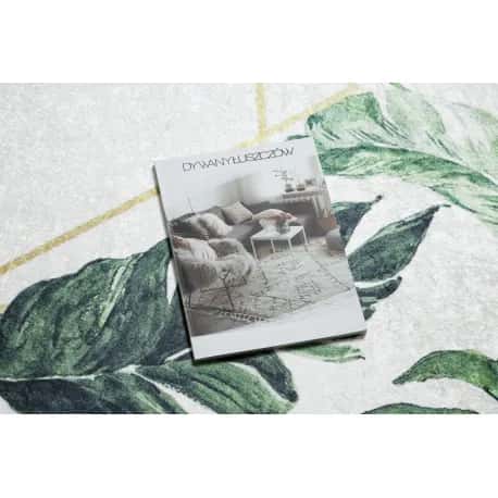 Dywan do prania ANDRE 1168 Liście Monstera, geometryczny antypoślizgowy - biały / zielony – miniatura 4