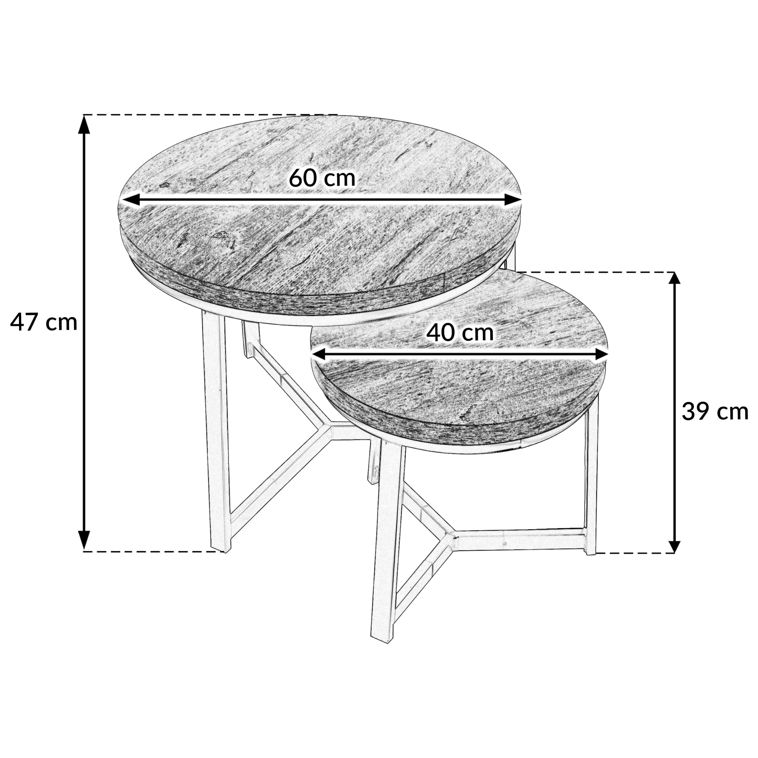 Stolik kawowy okrągły LEIF 2szt 60×47/40×39cm dąb – miniatura 10