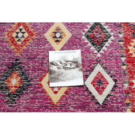 Dywan nowoczesny MUNDO D7701 romby, boho outdoor różowy / beż – miniatura 2
