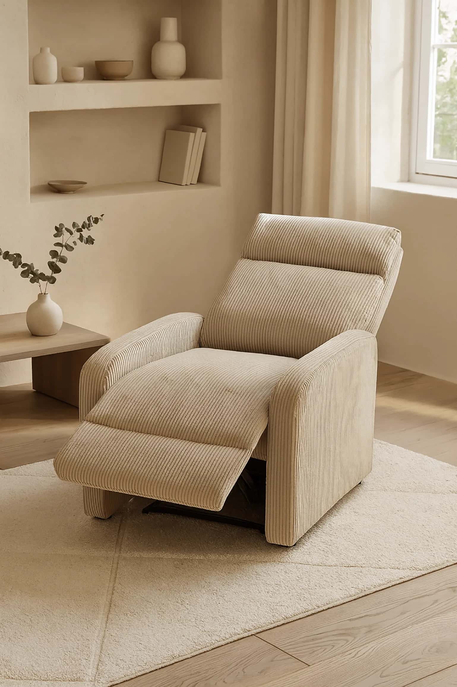 Fotel sztruks recliner JOEL taupe – miniatura 8