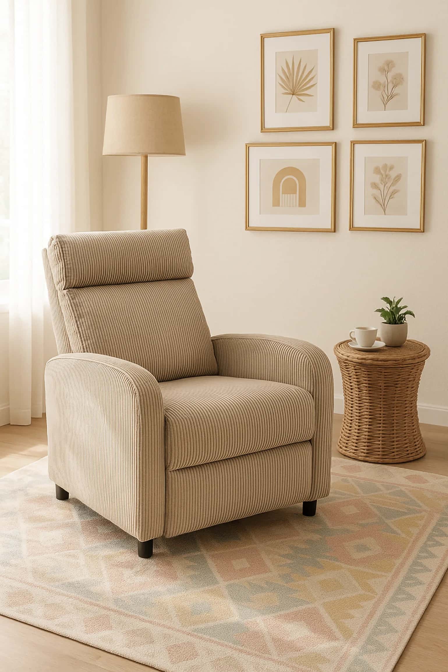 Fotel sztruks recliner JOEL taupe – miniatura 9