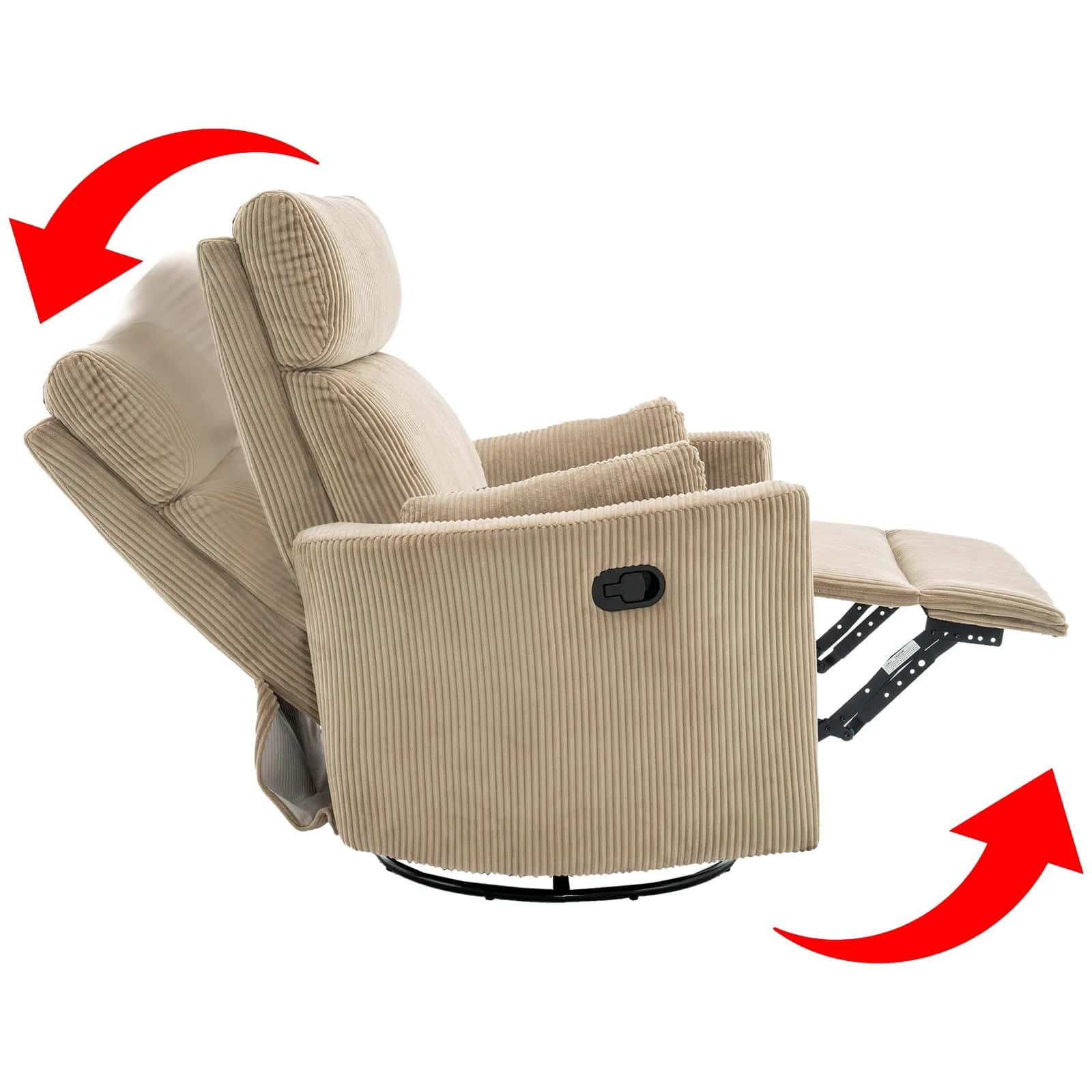 Fotel sztruks recliner WILMA c. beż – miniatura 3