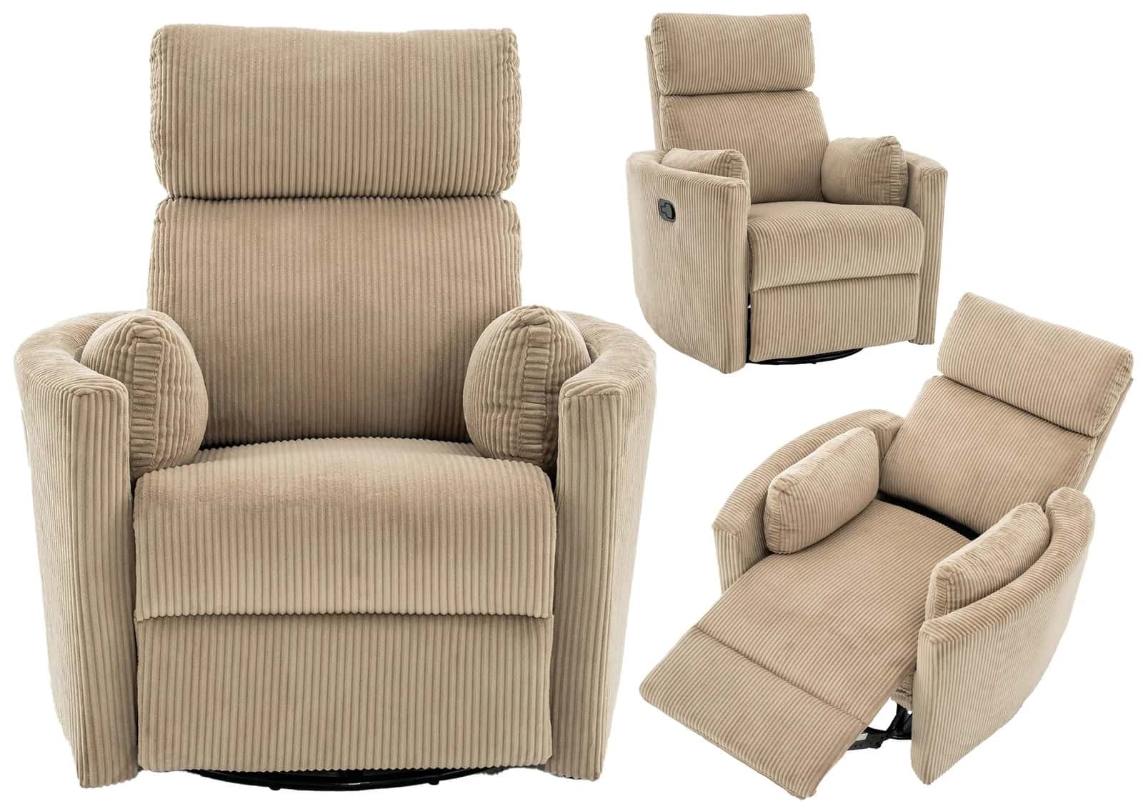Fotel sztruks recliner WILMA c. beż – miniatura 2