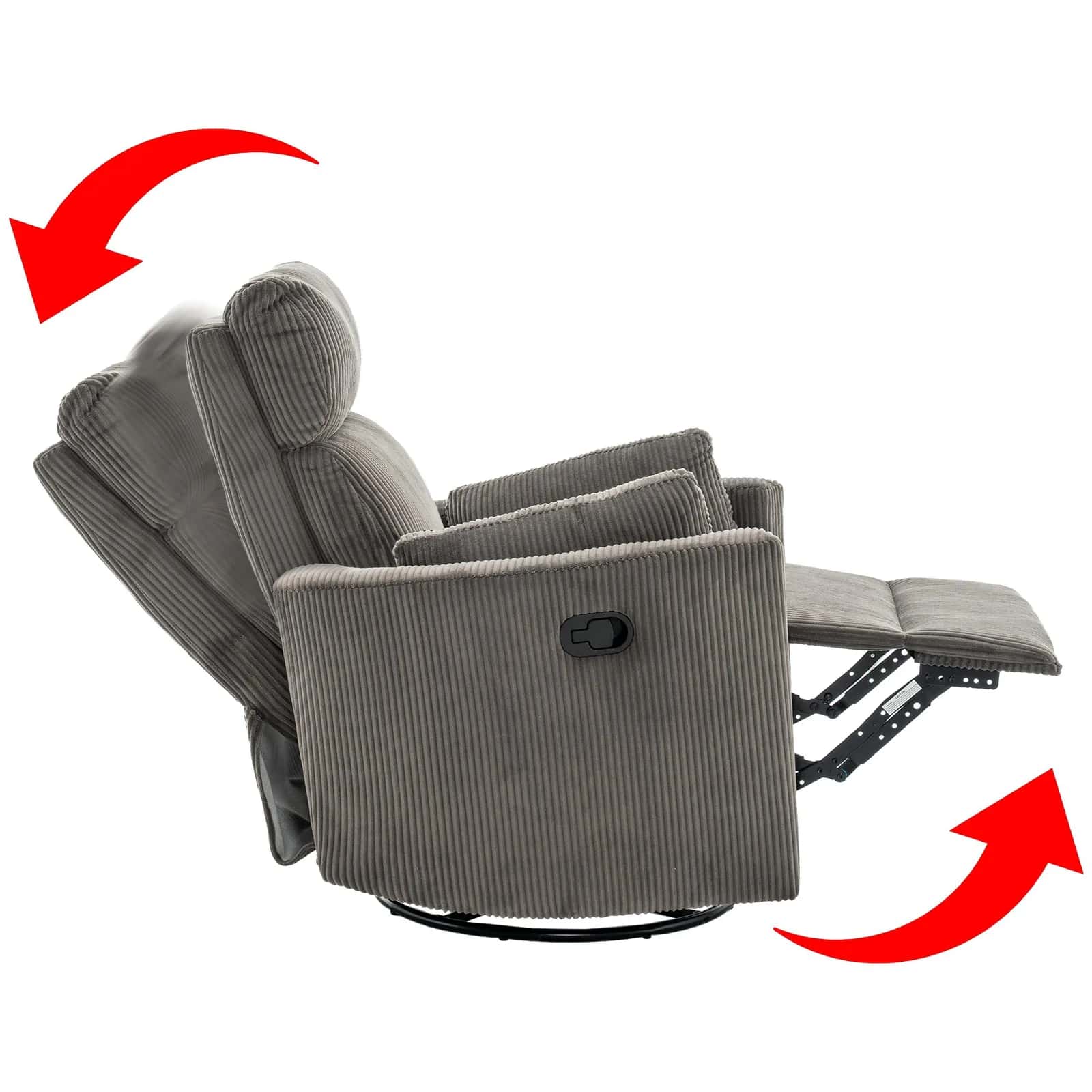 Fotel sztruks recliner WILMA szary – miniatura 3