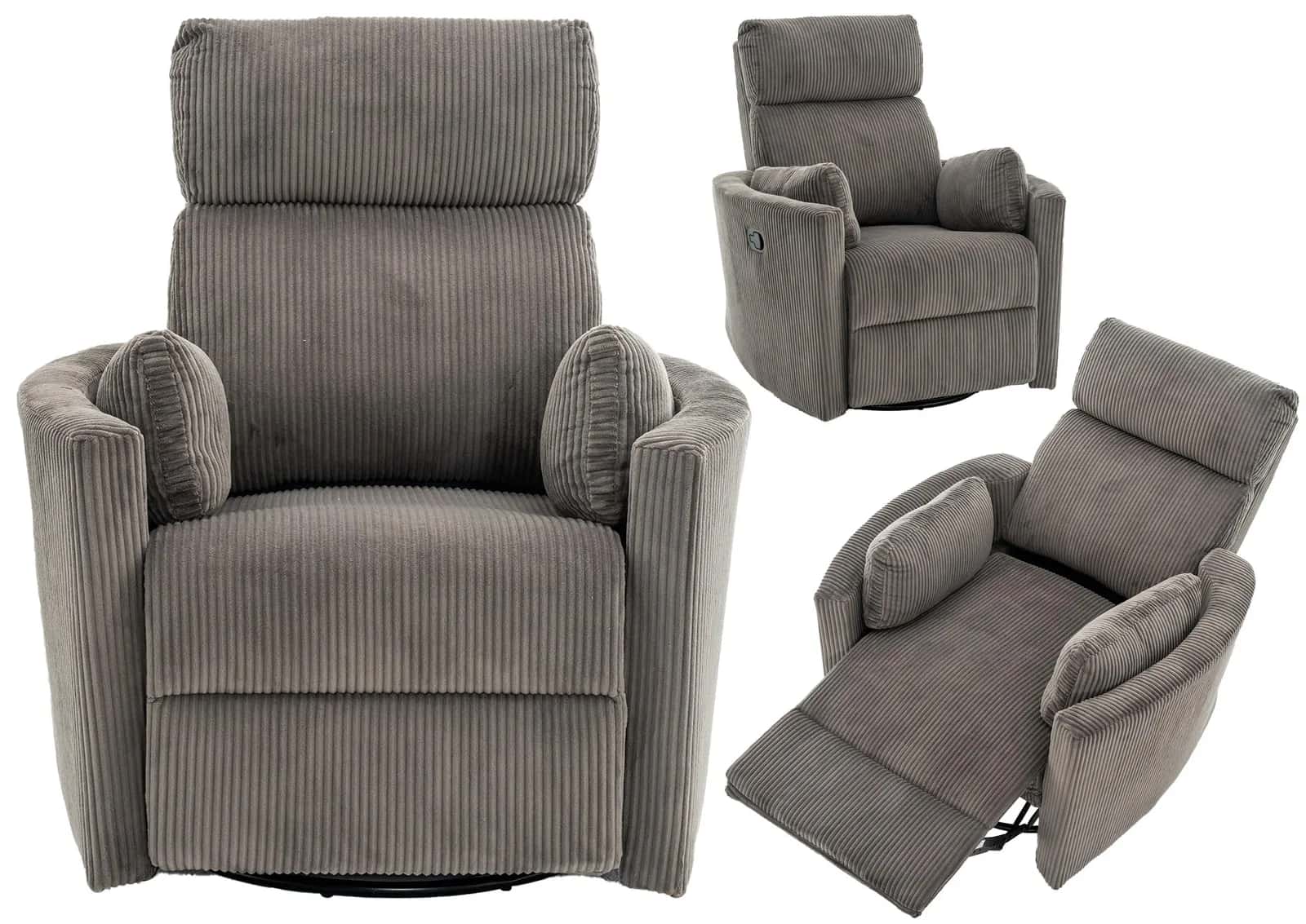 Fotel sztruks recliner WILMA szary – miniatura 2