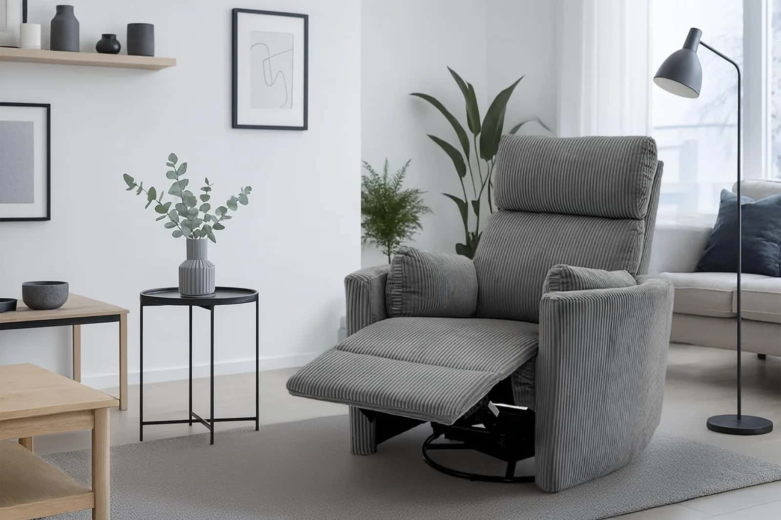 Fotel sztruks recliner WILMA szary – miniatura 5