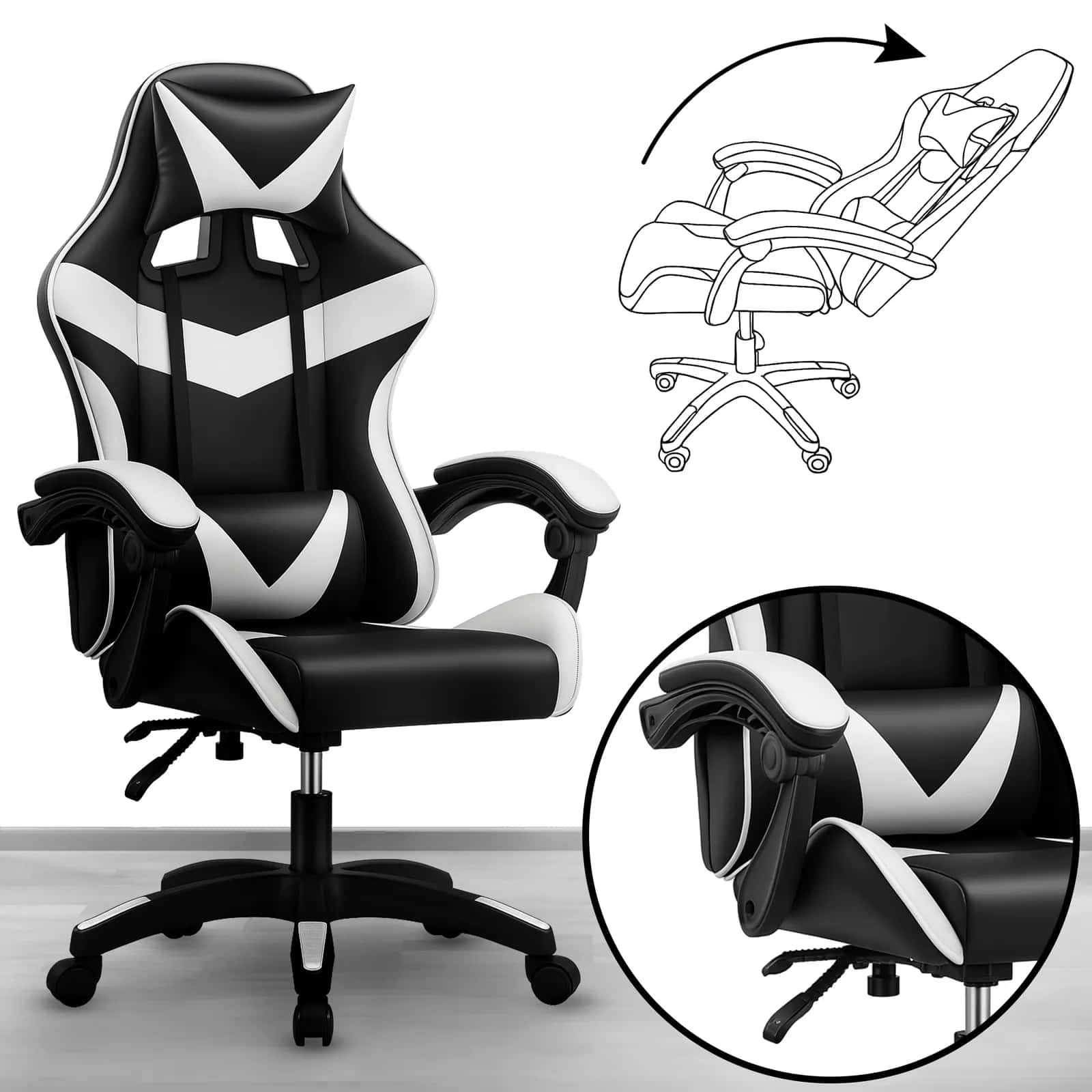 KG109 Fotel gaming SPORT BIAŁY – miniatura 10