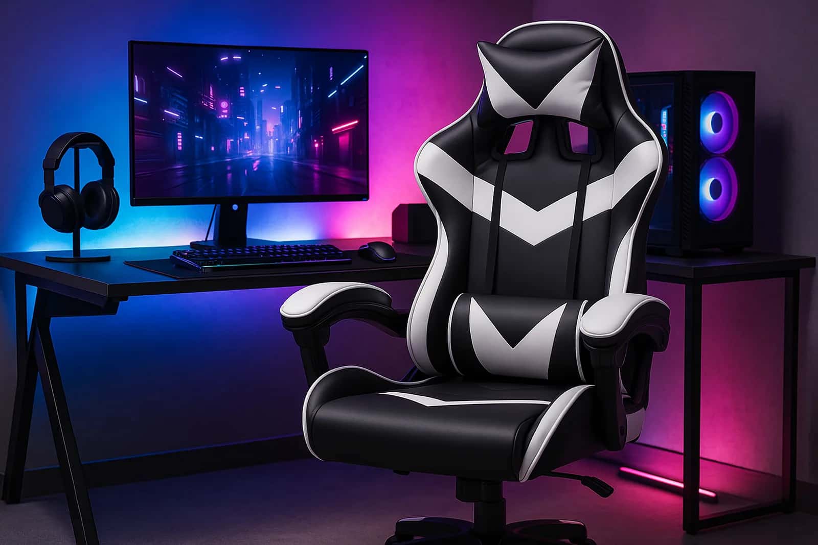 KG109 Fotel gaming SPORT BIAŁY – miniatura 3