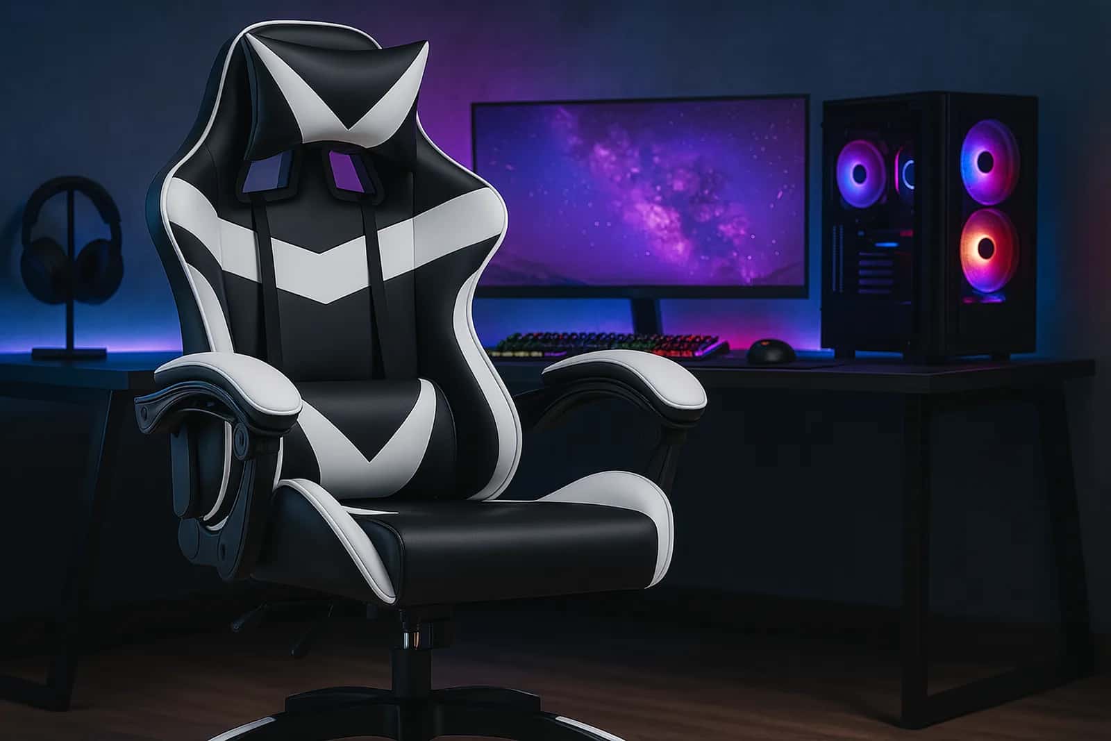 KG109 Fotel gaming SPORT BIAŁY – miniatura 2