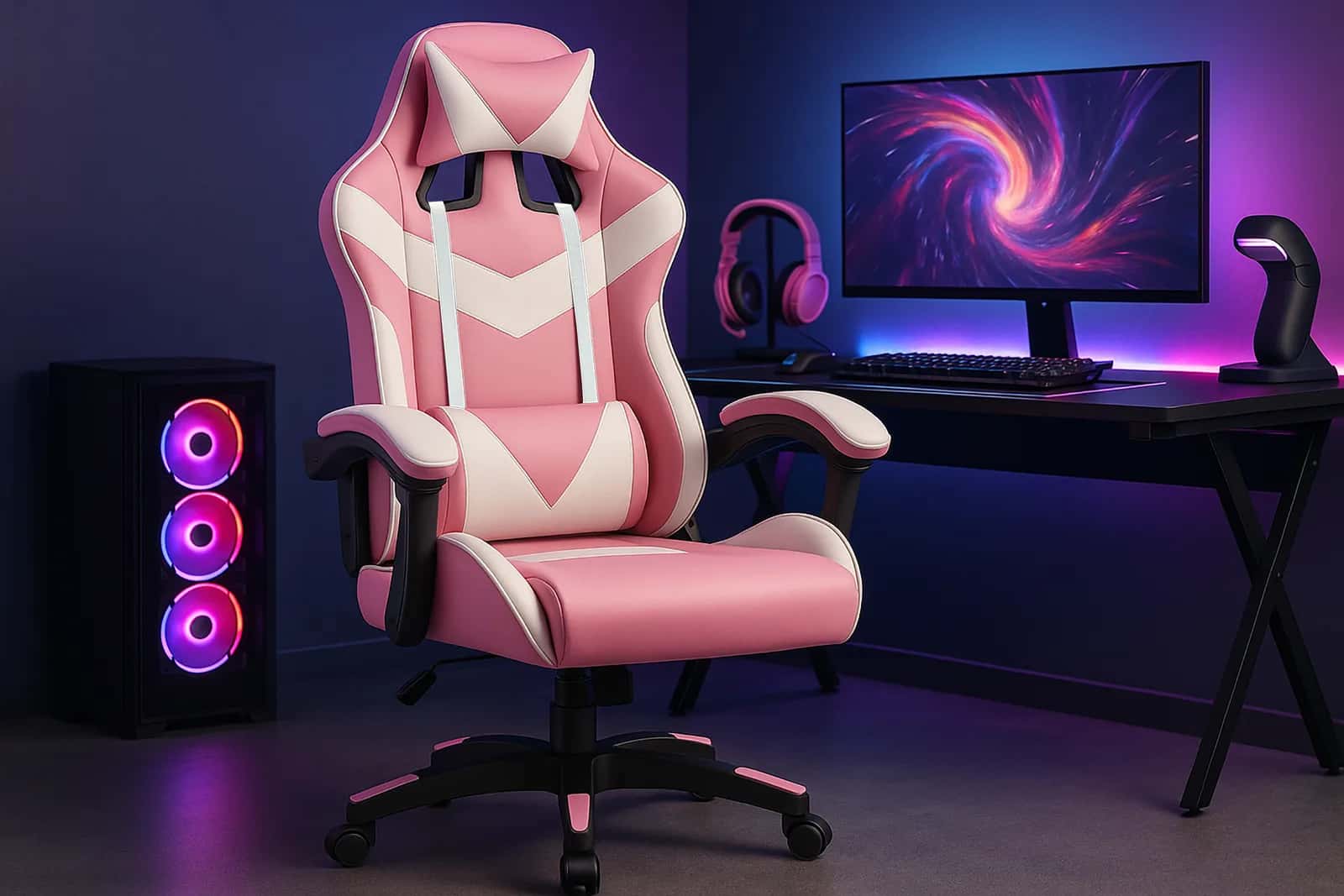 Fotel gaming sport BJORN różowy – miniatura 2