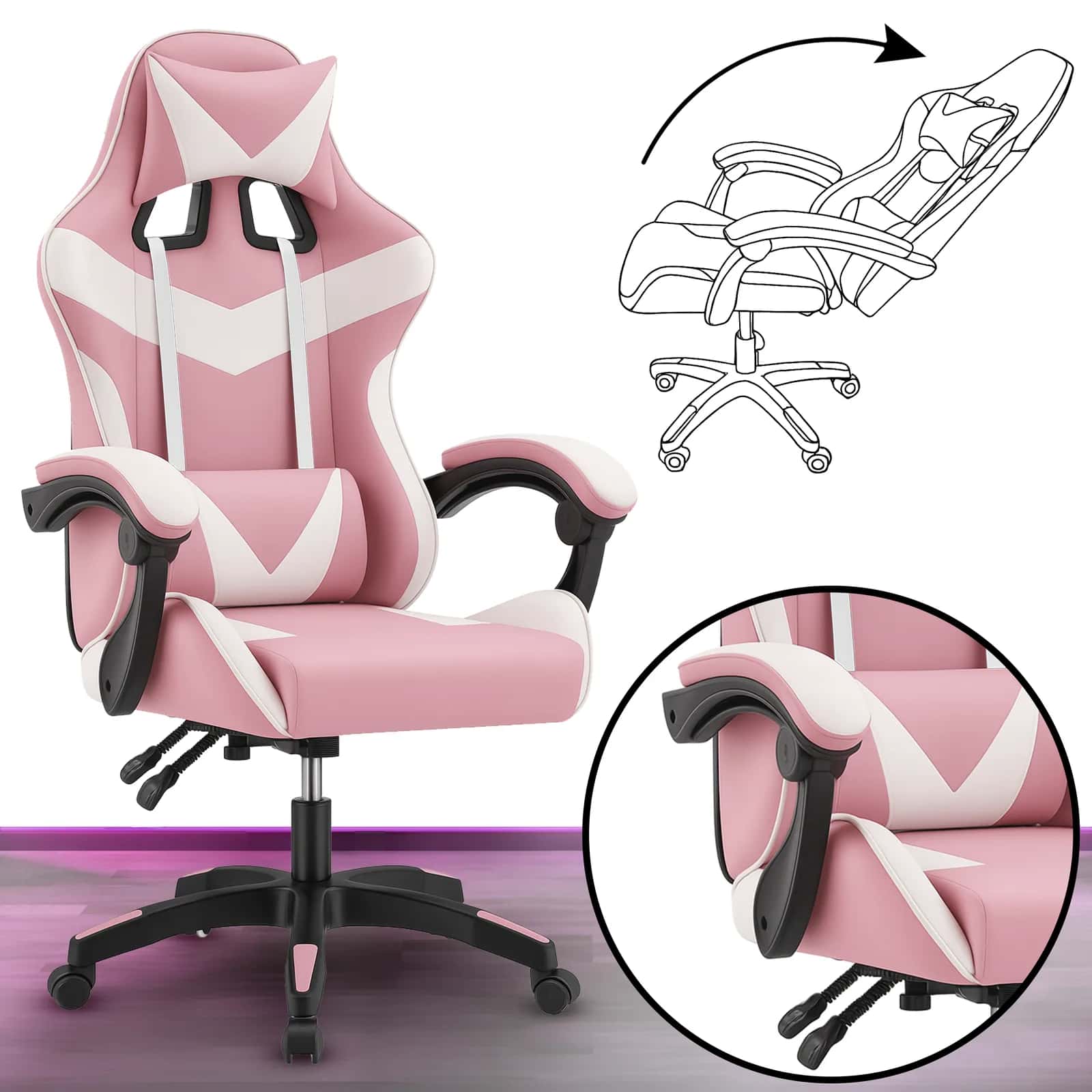 Fotel gaming sport BJORN różowy – miniatura 8