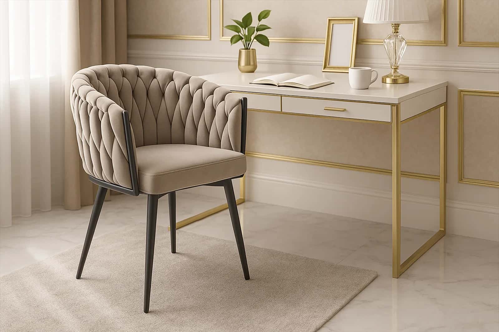 Krzesło glam welur MAIKE taupe – miniatura 10