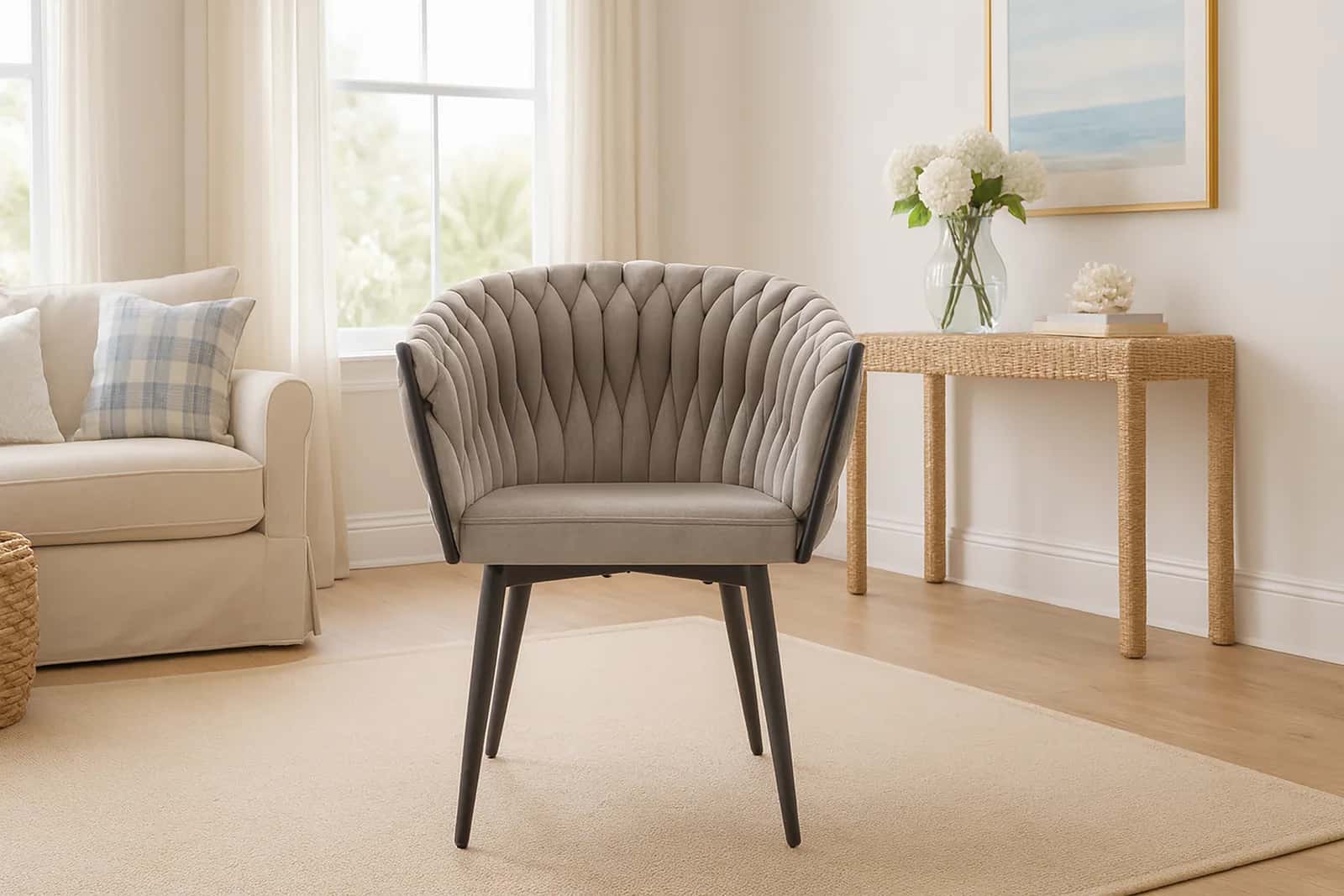Krzesło glam welur MAIKE taupe – miniatura 8