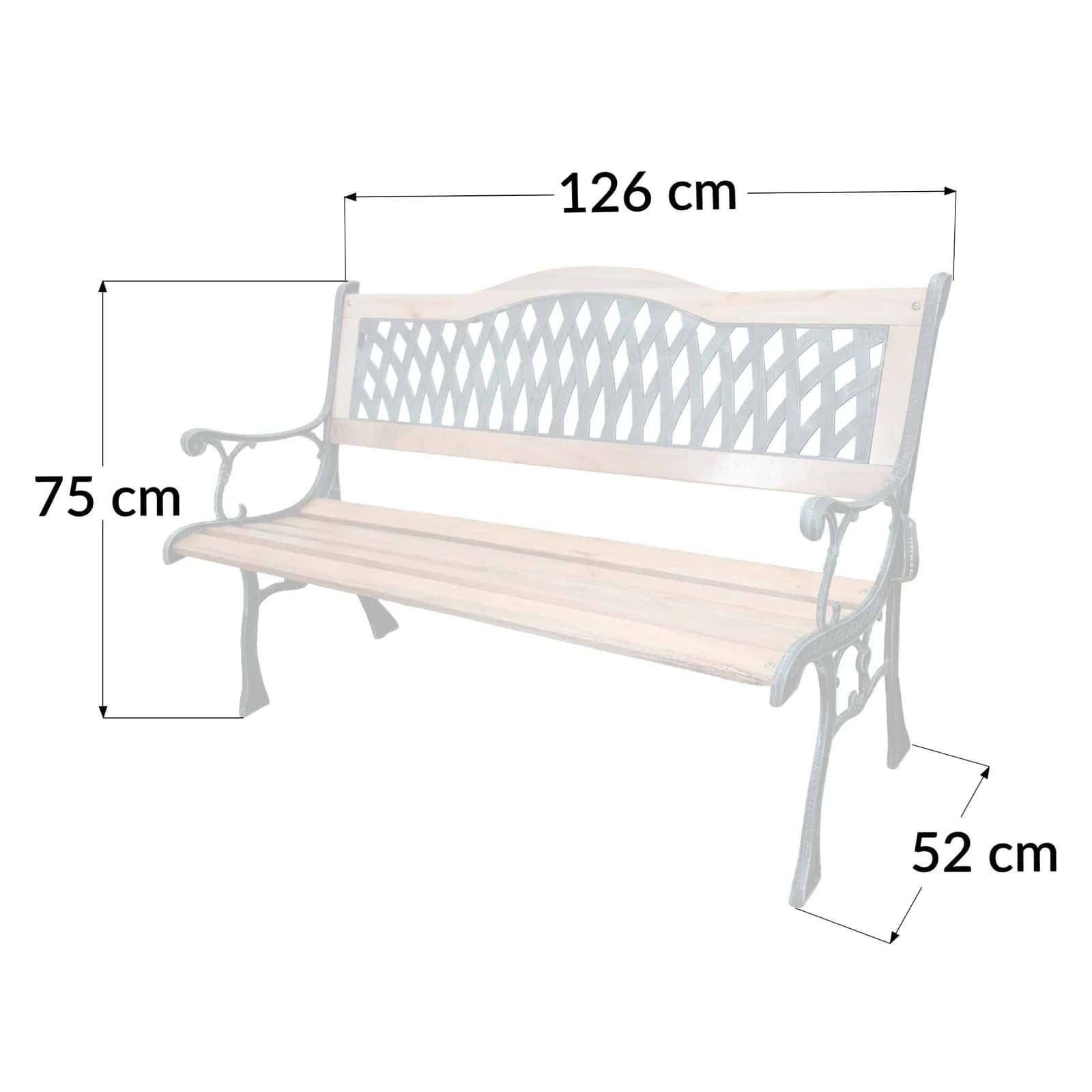 Ławka ogrodowa HILDA 126×52×75 cm – miniatura 9