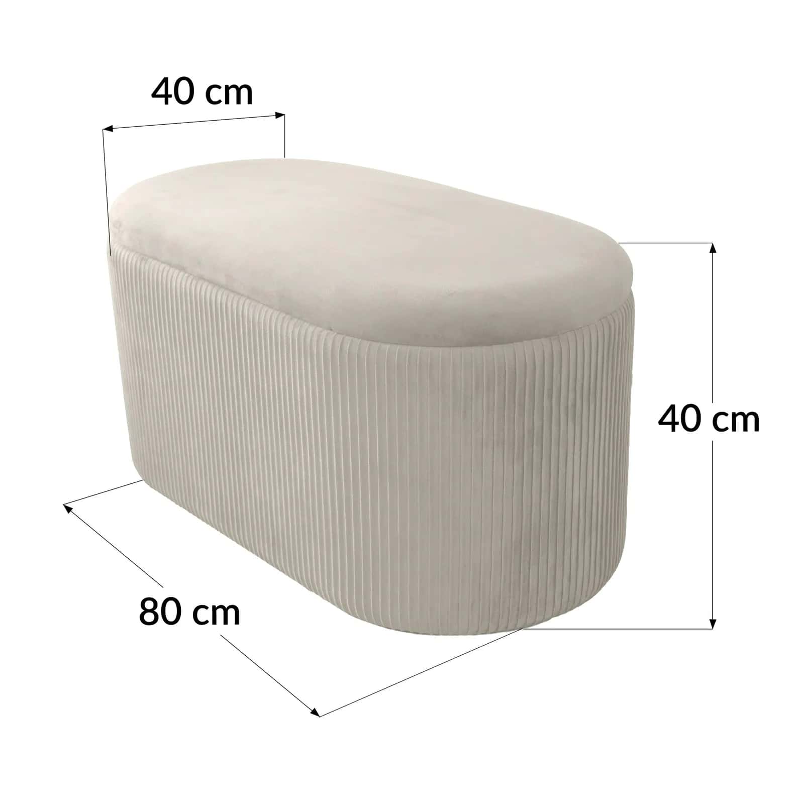 Pufa duo welur AMBROSE 80×40×40cm ecru – miniatura 3