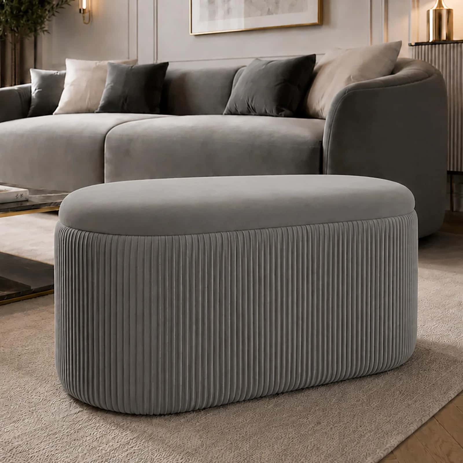 Pufa duo welur AMBROSE 80×40×40cm taupe – miniatura 8