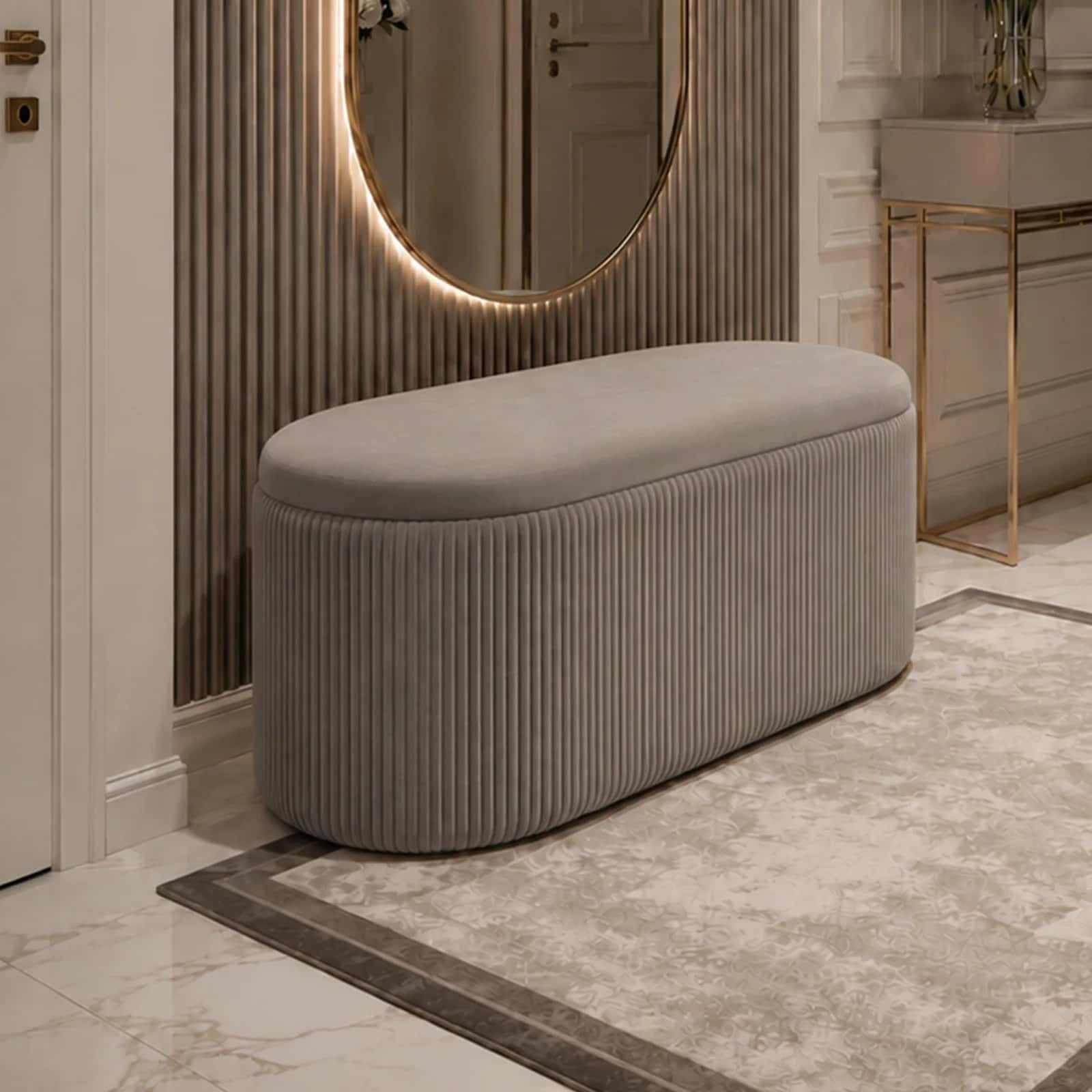 Pufa duo welur AMBROSE 80×40×40cm taupe – miniatura 7