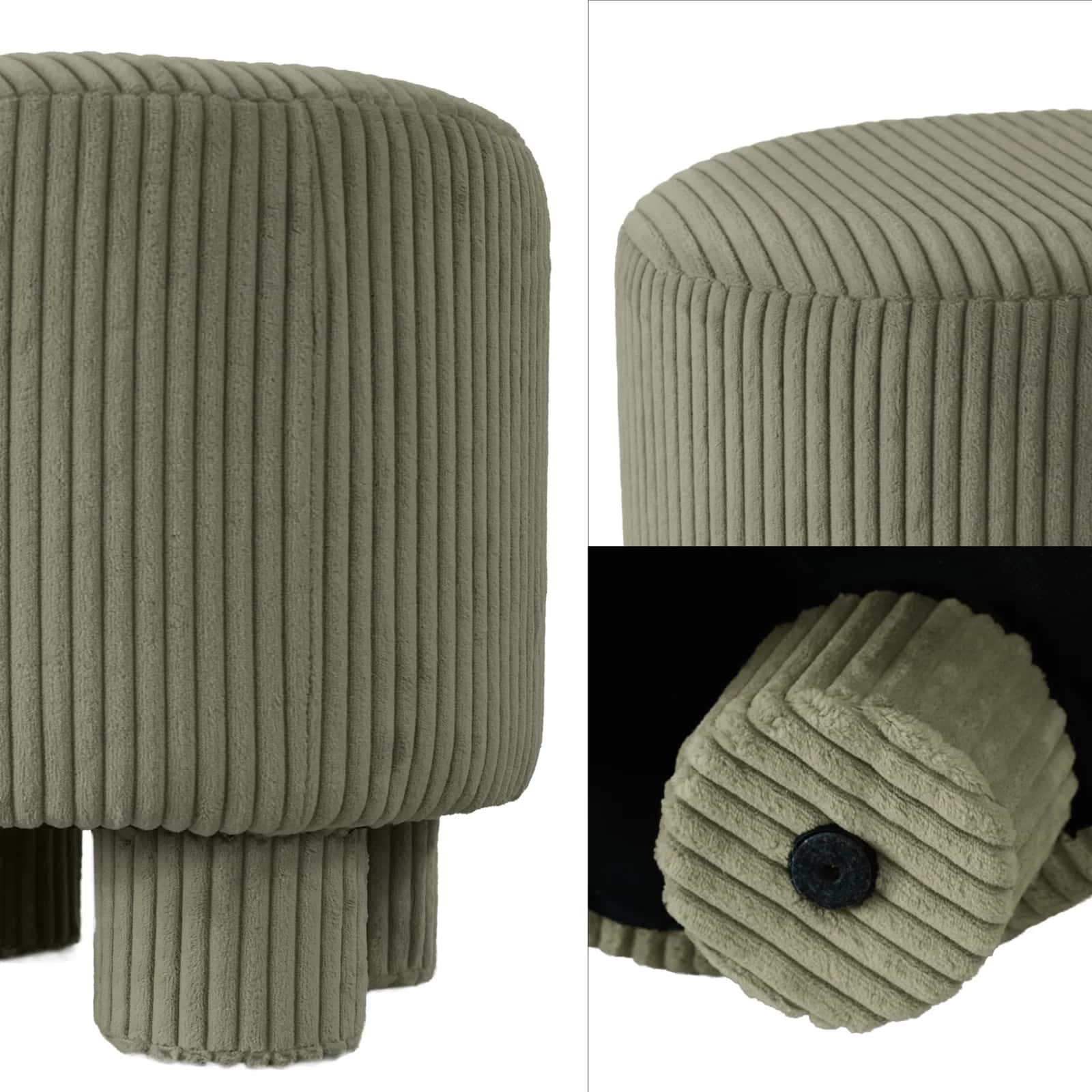 Pufa sztruks DAGMAR 40×40×40cm oliwka – miniatura 8
