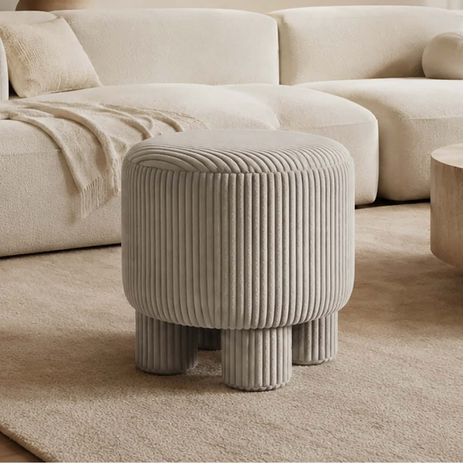Pufa sztruks DAGMAR 40×40×40cm taupe – miniatura 2