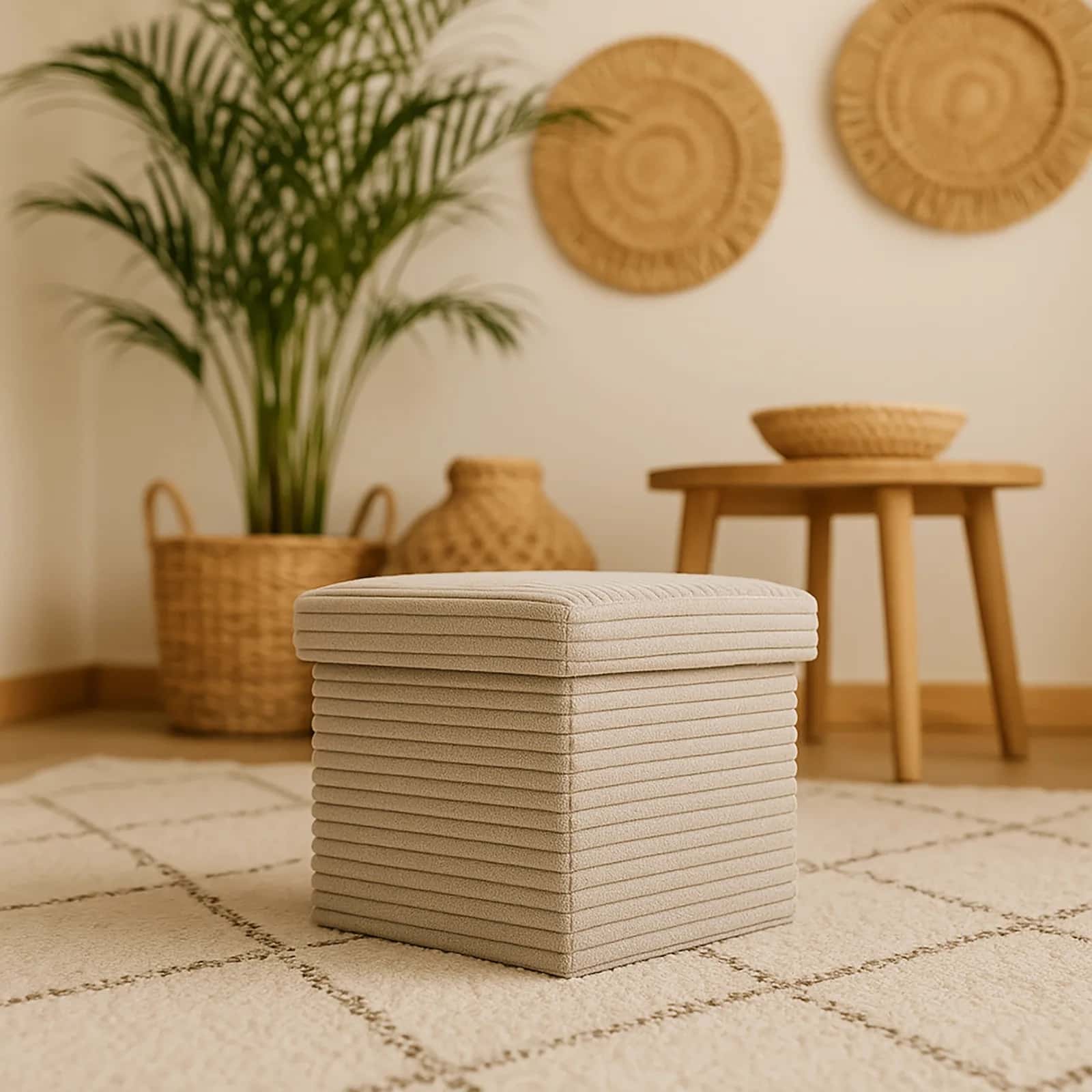 Pufa lampas TYSON 30×30×30cm taupe – miniatura 3