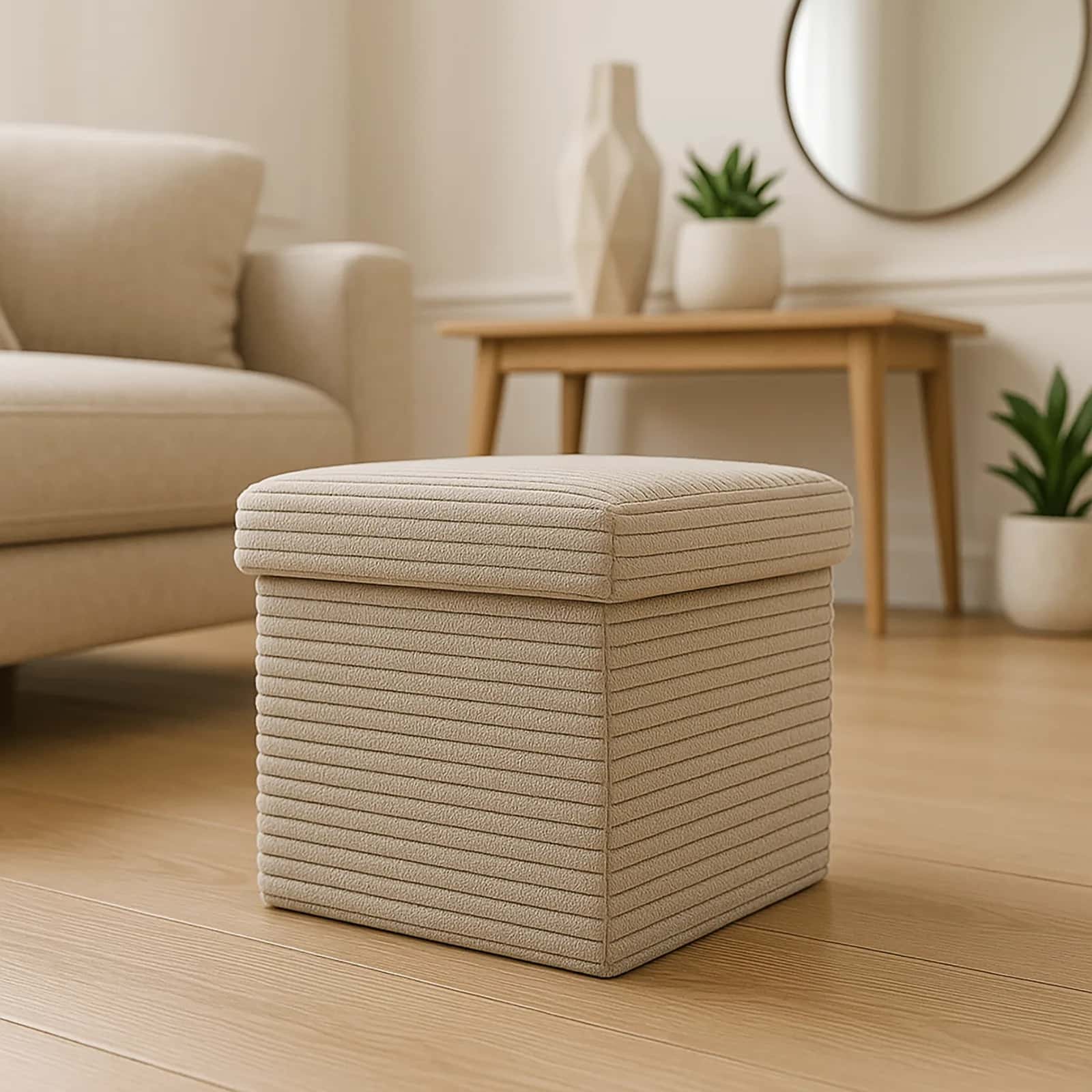 Pufa lampas TYSON 30×30×30cm taupe – miniatura 2