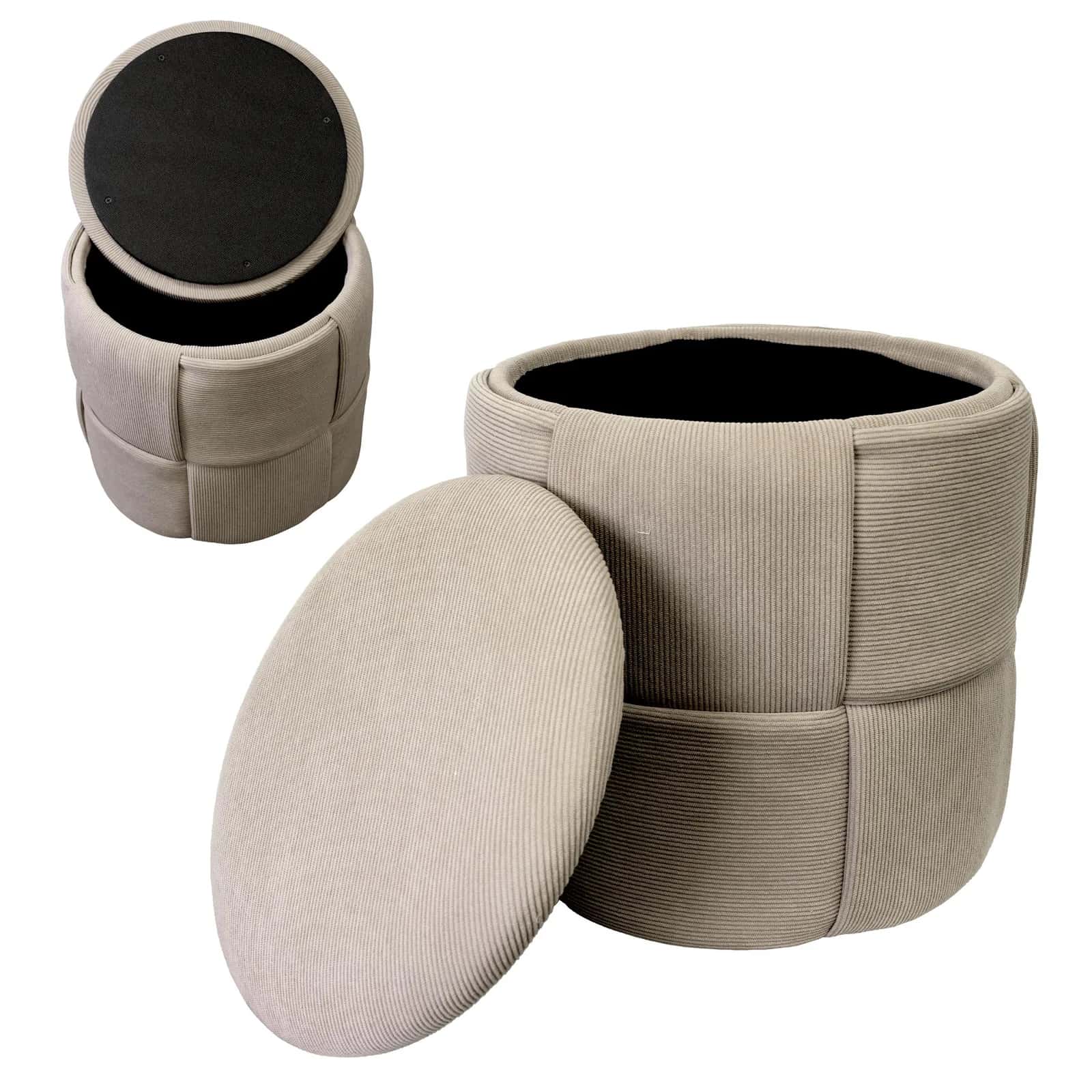 Pufa sztruks ELOISE 38×38×38cm beż – miniatura 4