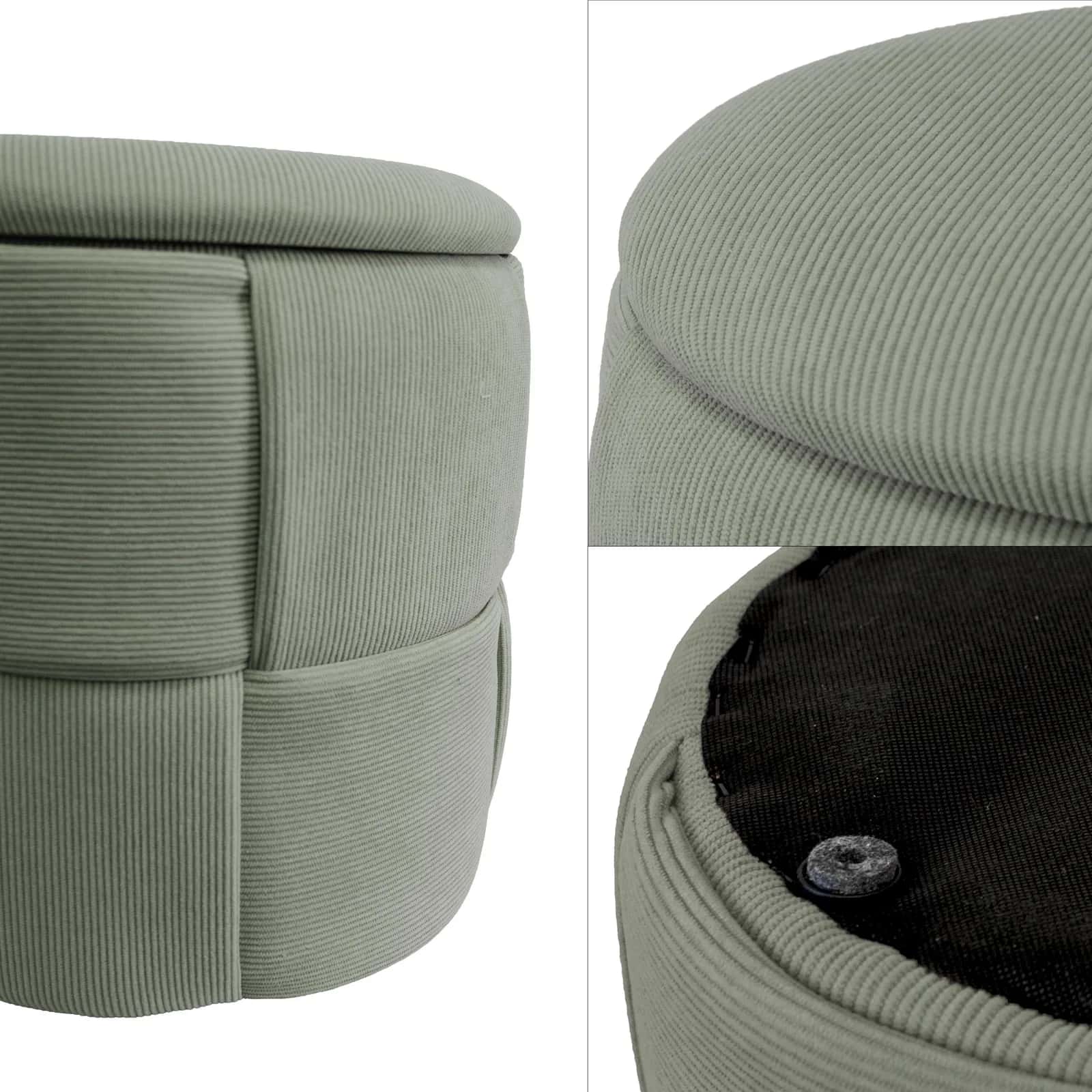 Pufa sztruks ELOISE 38×38×38cm oliwka – miniatura 9