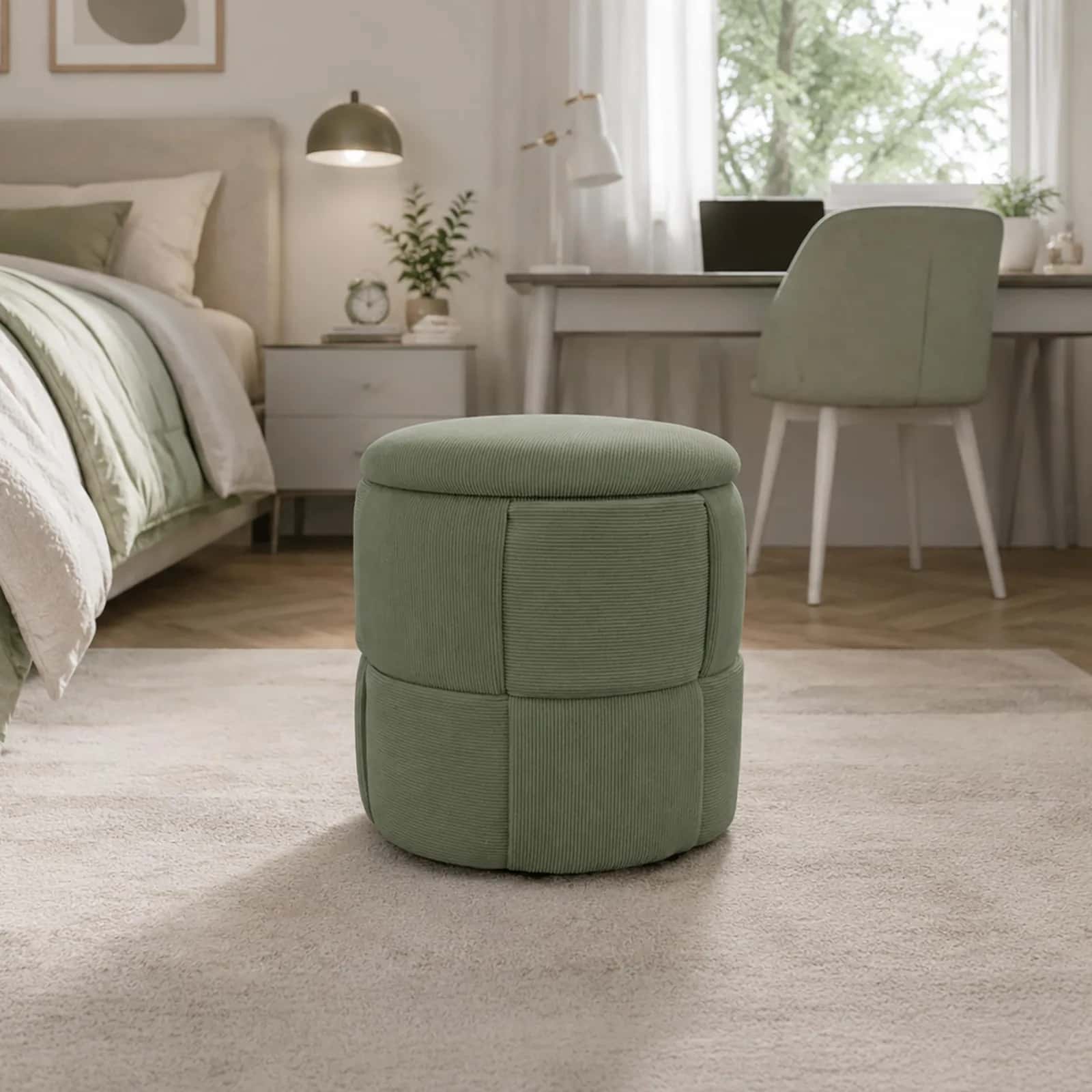 Pufa sztruks ELOISE 38×38×38cm oliwka – miniatura 10