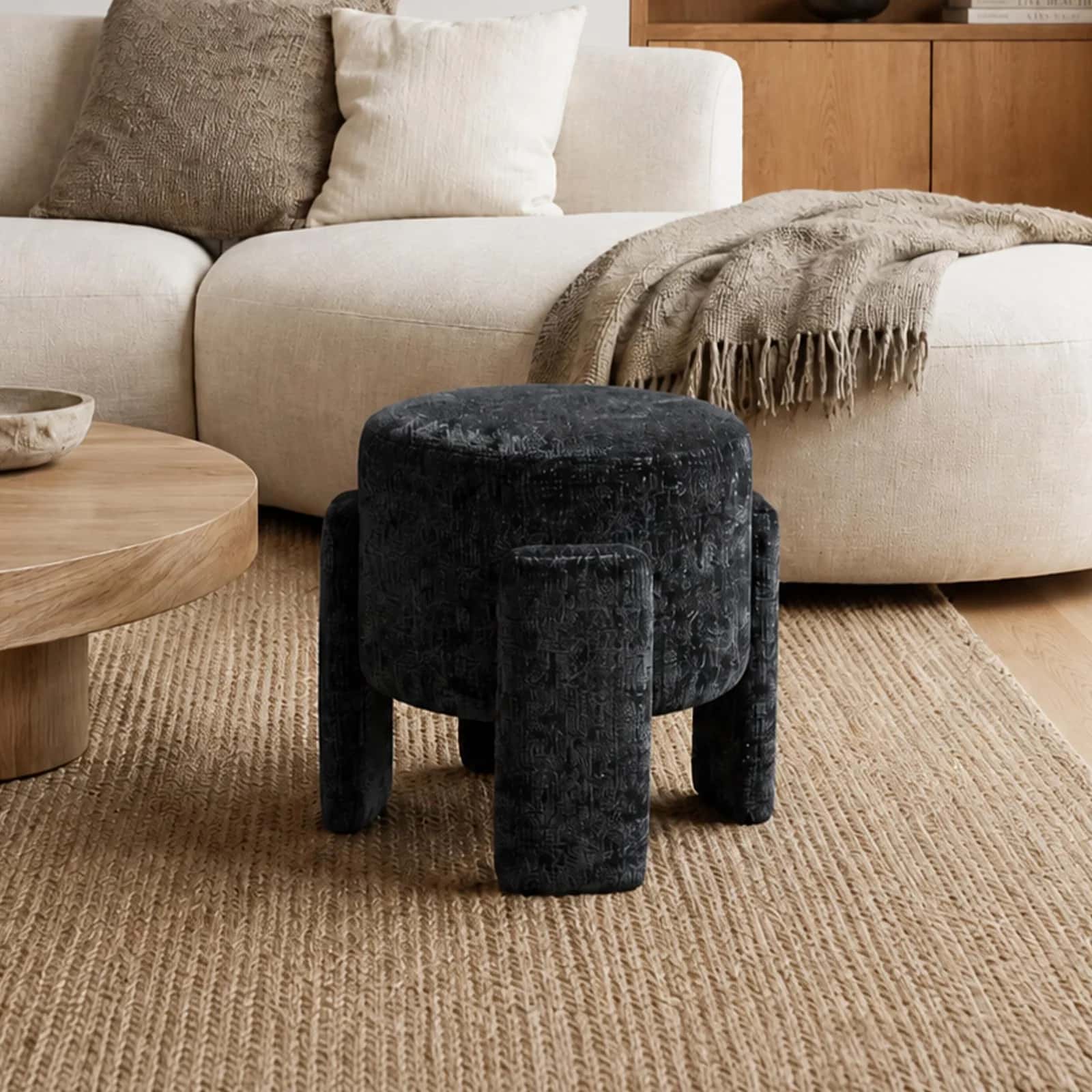 Pufa szenil WALLACE 42×42×40cm czarny – miniatura 7