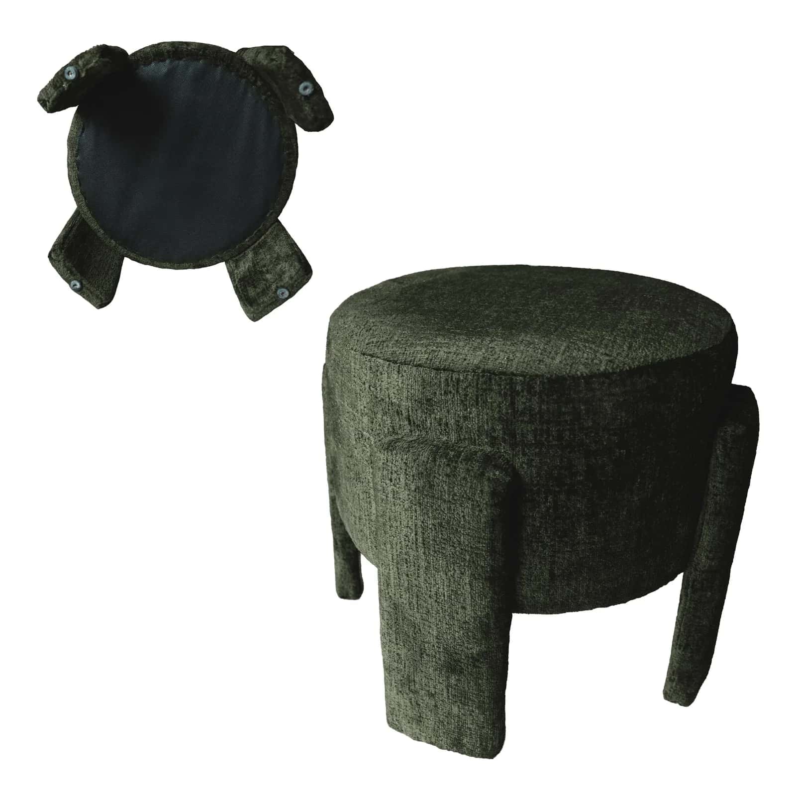 Pufa szenil WALLACE 42×42×40cm oliwka – miniatura 3