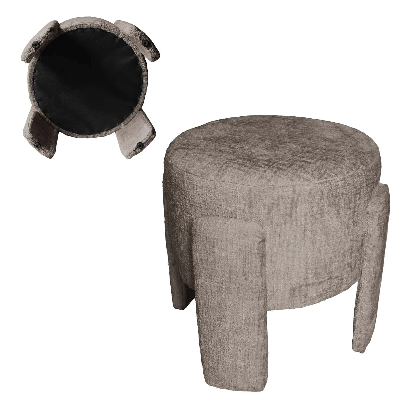 Pufa szenil WALLACE 42×42×40cm taupe – miniatura 3