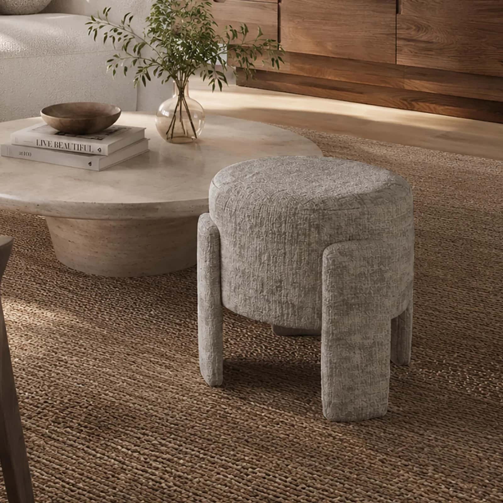 Pufa szenil WALLACE 42×42×40cm taupe – miniatura 8