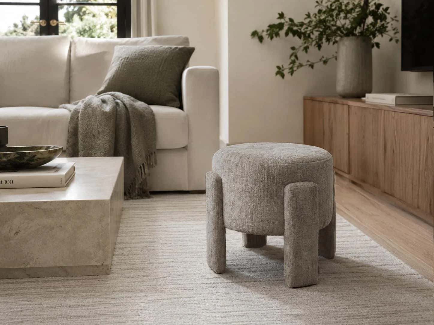 Pufa szenil WALLACE 42×42×40cm taupe – miniatura 4